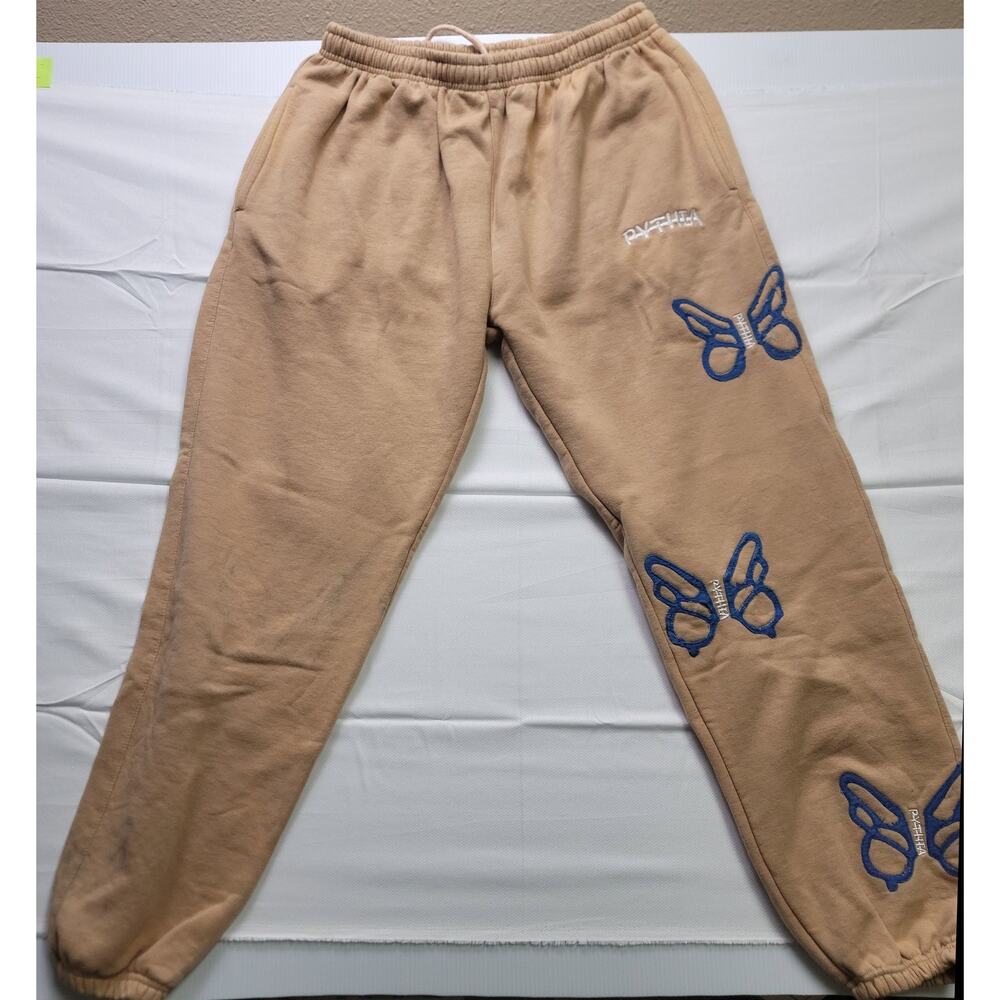 Pythia Clothing Women's Sweatpants XL Cream Color Workout Butterfly Logo
